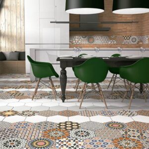 porcelanato para piso y pared estilo hidráulico andalusi 28.5x33 multicolor