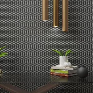 mosaico esagono nero 31x34 mate